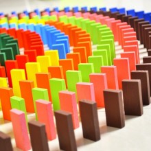 Kids Rainbow Wooden Domino Chips (120 Pieces)